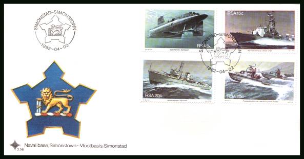 South African Navy Base - Ships<br/>on an official unaddressed First Day Cover
<br/>Cover number:3.36