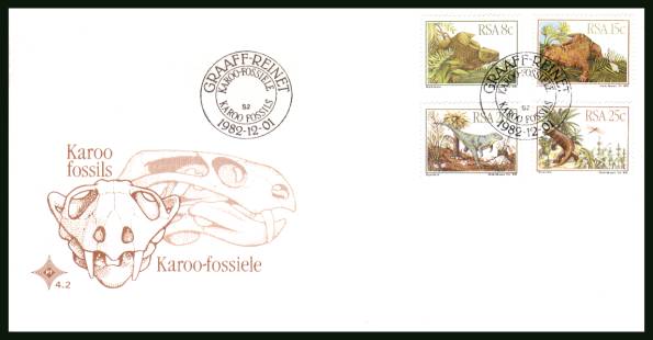 Karoo Fossils<br/>on an official unaddressed First Day Cover
<br/>Cover number:4.2