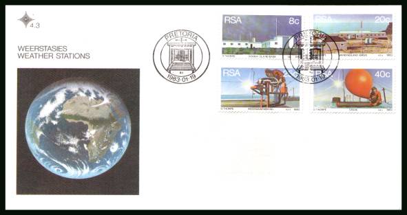 Weather Stations<br/>on an official unaddressed First Day Cover
<br/>Cover number:4.3