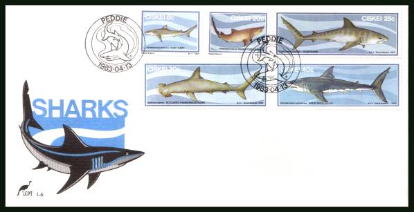 Sharks<br/>on an official unaddressed First Day Cover