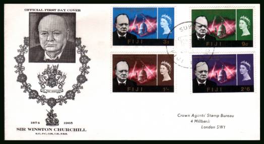 Churchill Commemoration<br/>on an unaddressed illustrated First Day Cover
