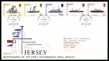 Government Mail Packet Service<br/>on an official neatly typed addressed illustrated First Day Cover