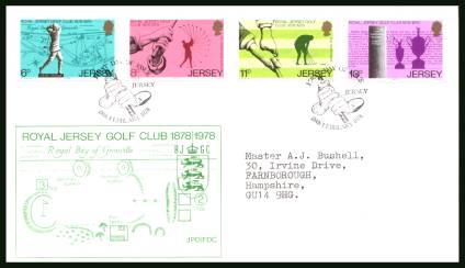 Jersey Golf - 1st Series <br/>on an official neatly typed addressed illustrated First Day Cover
