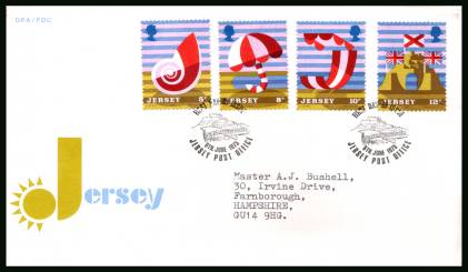 Jersey Tourism<br/>on an official neatly typed addressed illustrated First Day Cover 
