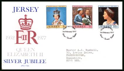 Silver Jubilee<br/>on an official neatly typed addressed illustrated First Day Cover 
