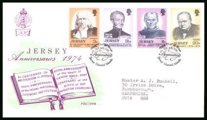 Anniversaries<br/>on an official neatly typed addressed illustrated First Day Cover 

