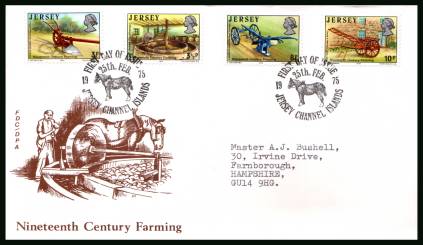 Nineteenth Century Farming<br/>on an official neatly typed addressed illustrated First Day Cover 

