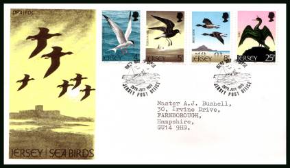 Sea Birds<br/>on an official neatly typed addressed illustrated First Day Cover 

