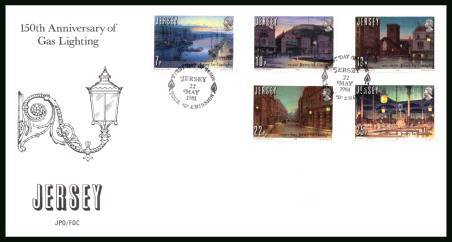 Gas Lighting in Jersey<br/>on an official unaddressed illustrated First Day Cover 

