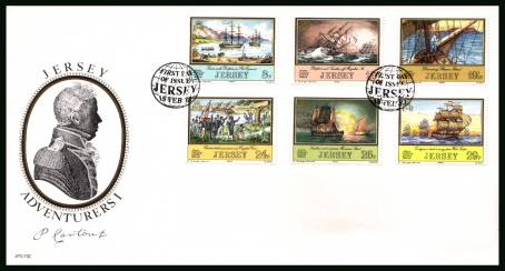 Jersey Adventurers - 1st Series<br/>on an official unaddressed illustrated First Day Cover 

