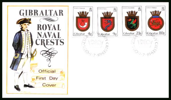 Royal Naval Crests - 4th Series<br/>on an unaddressed illustrated official First Day Cover
