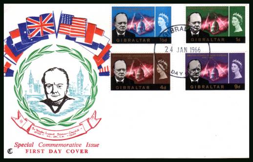 Churchill Commemoration<br/>on an unaddressed illustrated CONNOISSEUR First Day Cover
