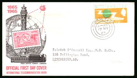 I.T.U. Centenary - The 4d value only<br>on an official unaddressed First Day Cover