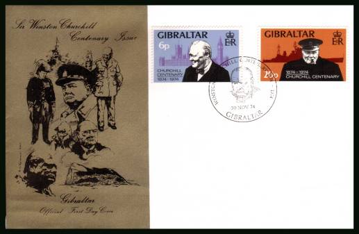 Birth Centenary of Sir Winston Churchill<br>on an official unaddressed First Day Cover
