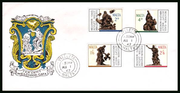 300th Death Anniversary of Melchior Gafa - Sculptor<br/>on an unaddessed illustrated  First Day Cover