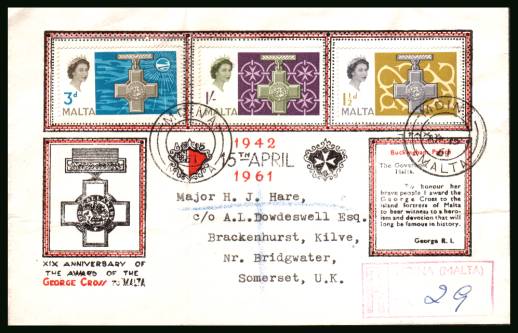 George Cross Commemoration<br/>on a typed addessed illustrated  First Day Cover