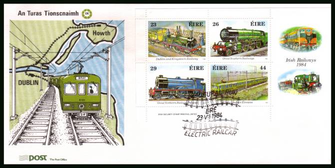 150th Anniversary of Irish Railways minisheet<br/>on an unaddressed official Commemorative Cover - note this is NOT an FDC 

