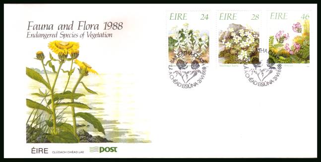 Endangered Flower Species of Ireland<br/>on an unaddressed official First Day Cover 

