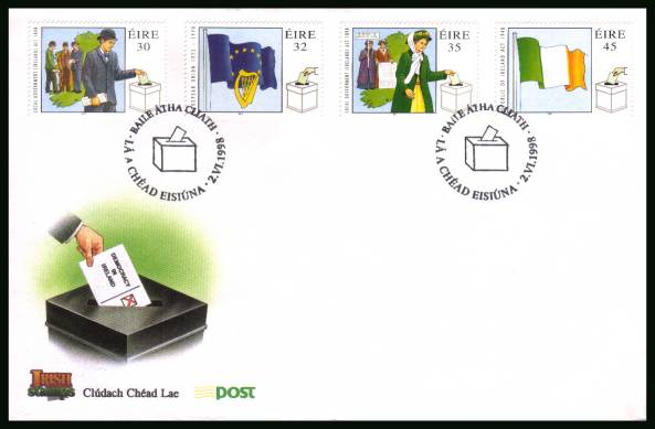 Democracy Anniversaries set of four<br/>on an unaddressed official First Day Cover 

