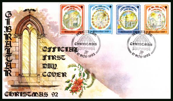Christmas - Churches<br/>on an official unaddressed illustrated First Day Cover