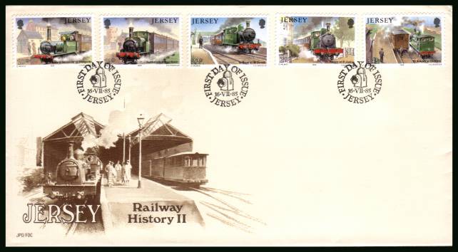 Jersey Railway History - 2nd Series<br/>on an official unaddressed illustrated First Day Cover 


