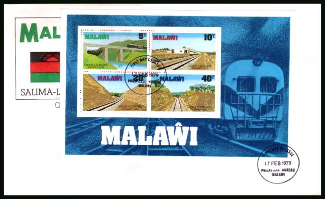 Opening of Salima-Lilongwe Railway minisheet<br/>on official First Day Cover