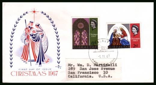 Christmas<br/>on a label addressed First Day Cover