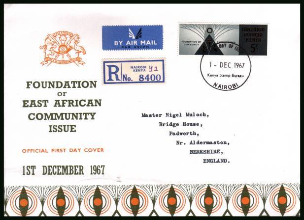 Foundation of East African Community single
<br/>on an unaddressed official First Day Cover