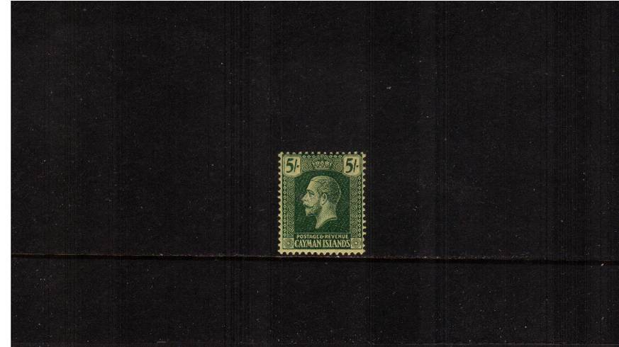 5/- Green on Yellow - Watermark MULTIPLE SCRIPT<br/>
A very fine lightly mounted mint single. SG Cat 28.00

<br><b>QAQ</b>