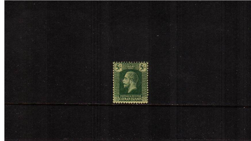 5/- Green on Yellow - Watermark MULTIPLE SCRIPT<br/>
A very fine lightly mounted mint single. SG Cat 28.00

<br><b>QAQ</b>