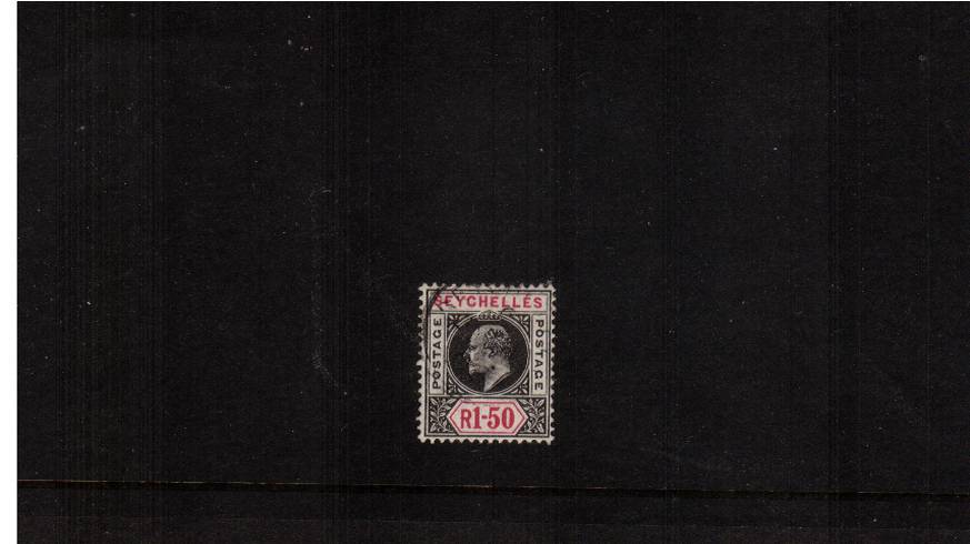 1R50 Black and Carmine - Watermark Crown CA<br/>
A superb fine used single cancelled with part light CDS.

<br/><b>QCQ</b>