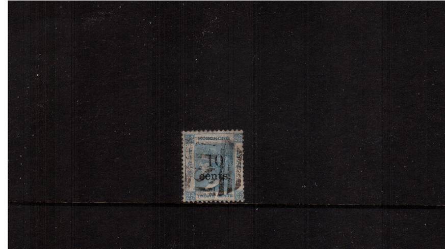 10c on 12c Pale Blue<br/>
A fine used single. SC Cat 55
<br/><b>HK22</b>