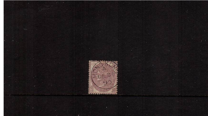 2c Mauve<br/>
cancelled with a steel HONG KONG date stamp correctly cancelled within the short validity period DE 31 90. The stamp does have a tear at top. SG Cat 45



<br/><b>HK22</b>