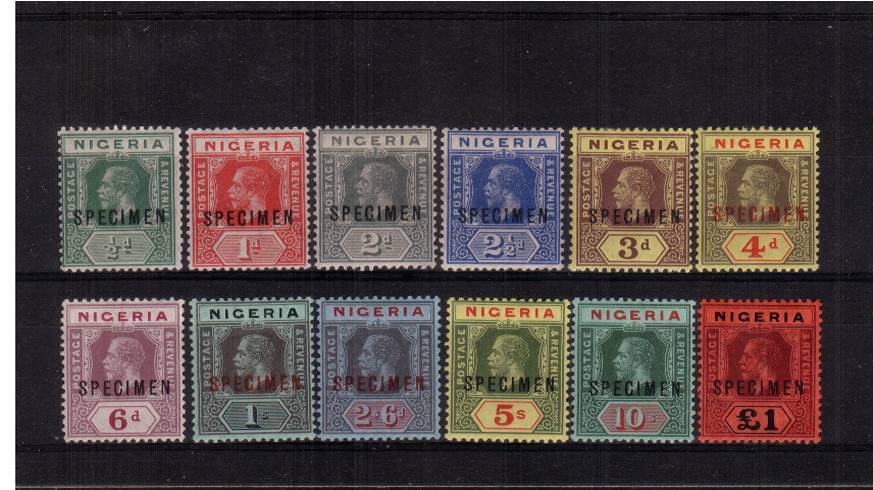 The First set of twelve fine, lightly mounted mint overprinted ''SPECIMEN''. 
<br/><b>QJQ</b>