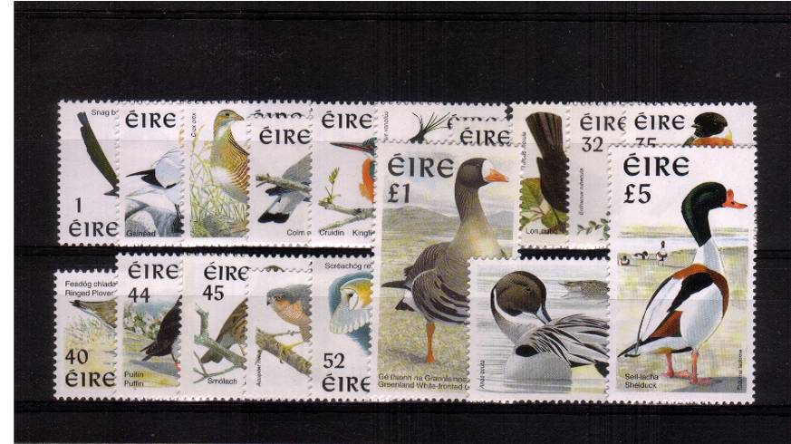 The ''Birds'' complete definitive set of eighteen superb unmounted mint.<br/>
Note: This set does not contain the sheetlet (SG 1038aq) that in my opinion should not be listed in the set by Gibbons. I offer the sheet separately.