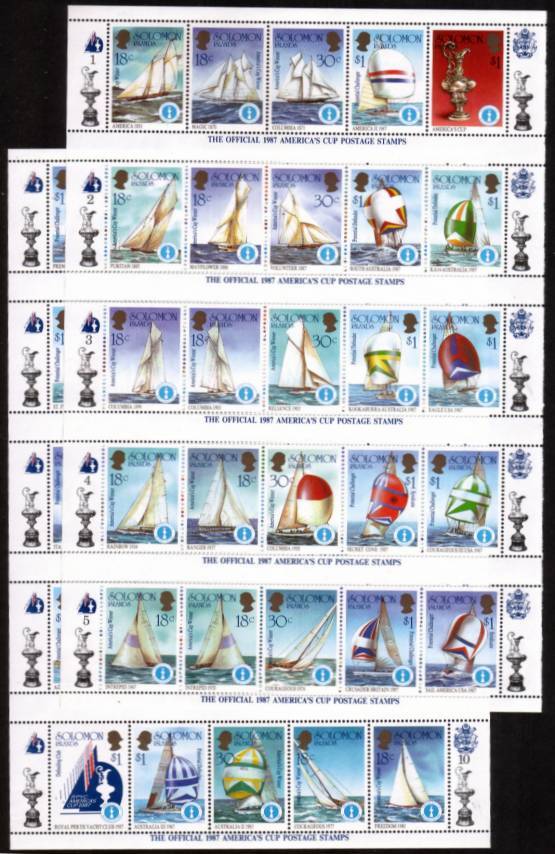 America's Cup Yachting<br/>
Two sheetlets of twentyfive superb unmounted mint.