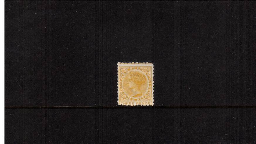 3d Lemon-yellow - Watermark NZ Star (7mm) - Perforation 10x11<br/>
A lovely lightly mounted mint full gum single. Lovely!


<br/><b>QSQ</b>