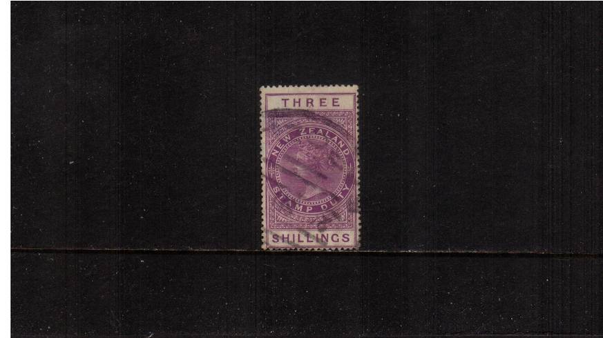 3/- Mauve - Perforation 14x14 Postal Fiscal<br/>
A good fine used single. SG Cat 13 
<br/><b>QSQ</b>