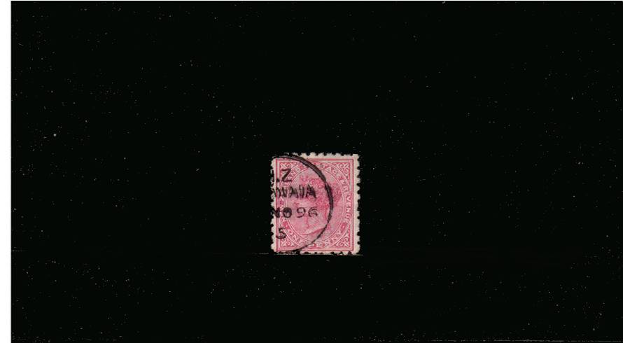 1d Rose - Watermark NZ Star (7mm) - Perforation 10<br/>
A superb fine used single cancelled with a CDS 
<br/><b>QSQ</b>
