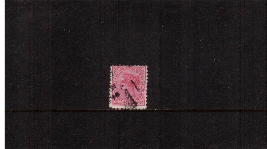1d Carmine - Watermark NZ Star (7mm) - Perforation 10<br/>
A  good used single showing on back an advert in MAUVE <br/>reading A SLIGHT COLD - USE AT ONCE -  BONNINGTON'S IRISH MOSS.  
<br/><b>QSQ</b>