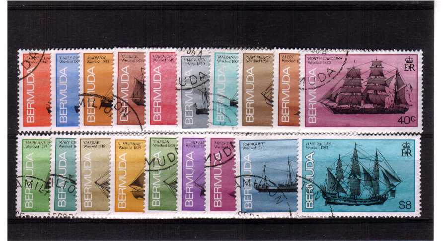 Ships Wrecked on Bermuda<br>A superb fine used set of nineteen.<br><b>ZJZ</b>