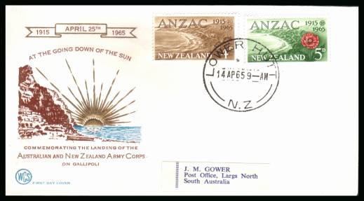 50th Anniversary of Gallipoli Landing set of two on <br/>a colour illustrated first day cover dated 14 AP 65.