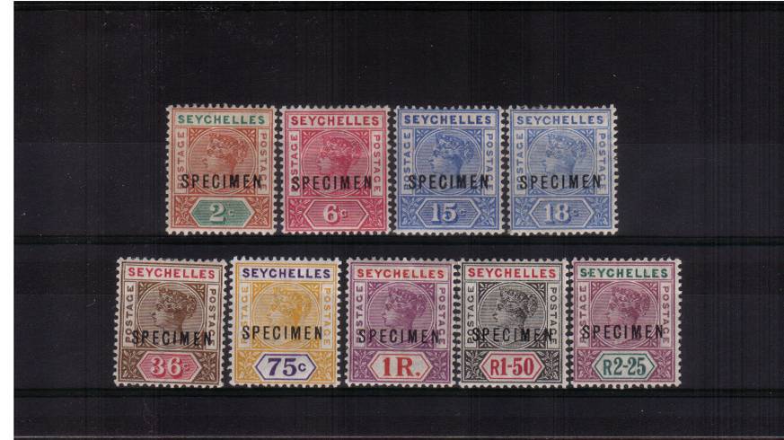 A fine and very fresh lightly mounted mint ''SPECIMEN'' set of nine.
<br/><b>QUQ</b>