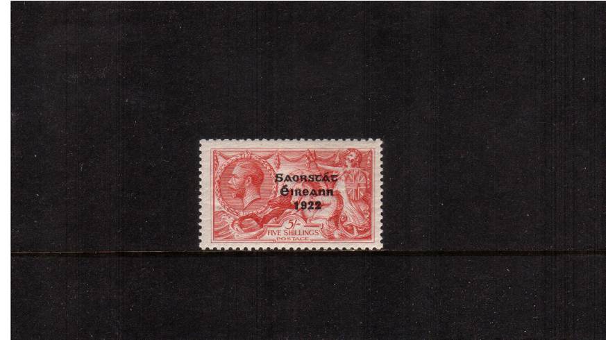 5/- Rose-Carmine ''Seahorse'' - Wide date<br/>
A superb unmounted mint single.
<br/><b>QUQ-X</b>