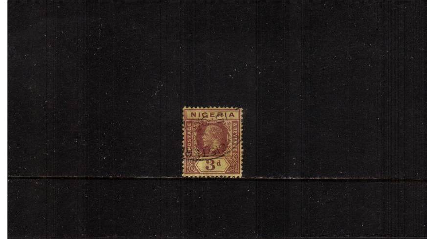 3d Purple on Pale Yellow<br/>
A superb fine used single