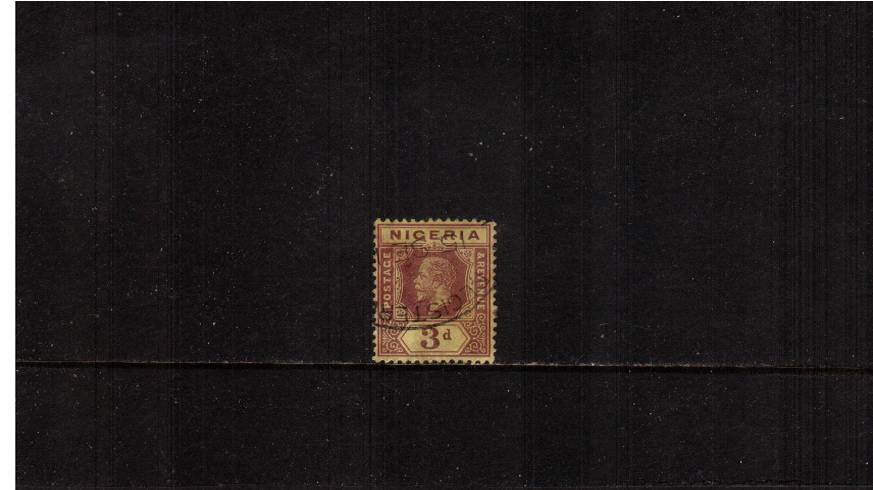 3d Purple on Pale Yellow<br/>
A superb fine used single