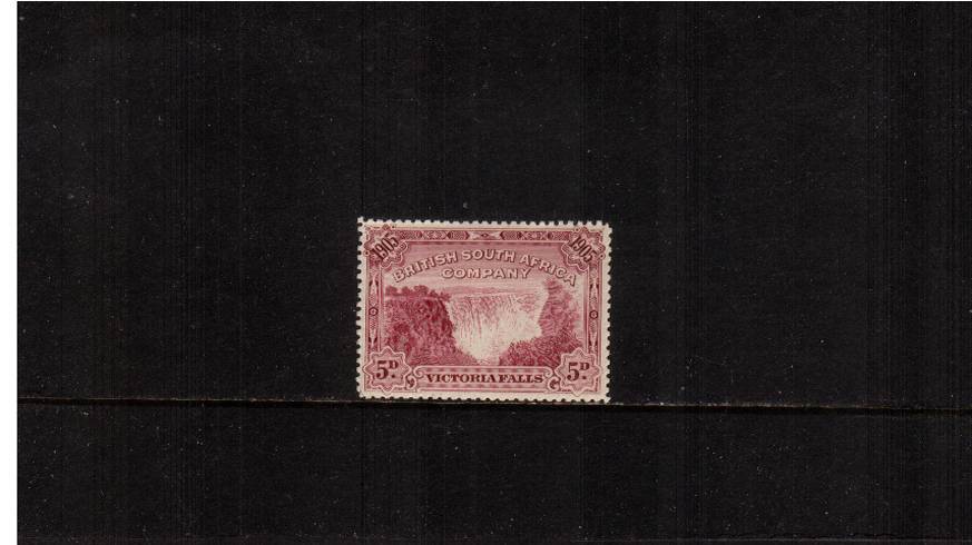 Opening of Victoria Falls Bridge<br/>
5d Claret - Perforation 14<br/>
A fine and fresh lightly mounted mint single. SG Cat 80


<br/><b>QVQ</b>