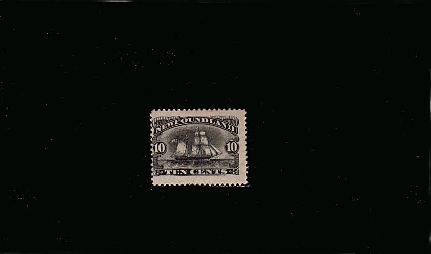 10c Black<br/>
A fine very lightly mounted mint single showing a sailing ship centered to the left. SG Cat 75 
<br/><b>QYQ</b>