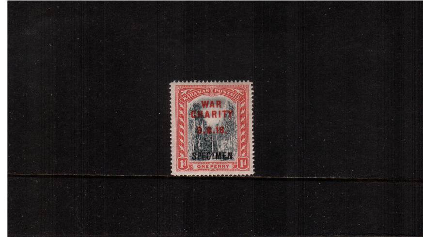 1d Grey-Black and Deep Carmine overprinted WAR CHARITY<br/>
A fine lightly mounted mint single overprinted SPECIMEN.


<br/><b>UBU</b>