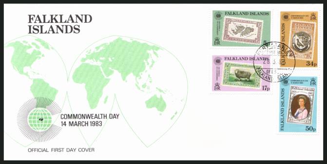 Commonwealth Day set of four <br/>on an unaddressed PORT STANLEY cancel official full colour First Day Cover